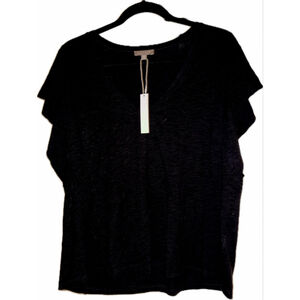 NWT Lilla P Black Flutter Sleeve Tee -Large